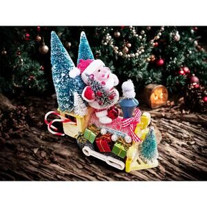 Vintage-Inspired Christmas Assemblage – Santa Riding Toy Train